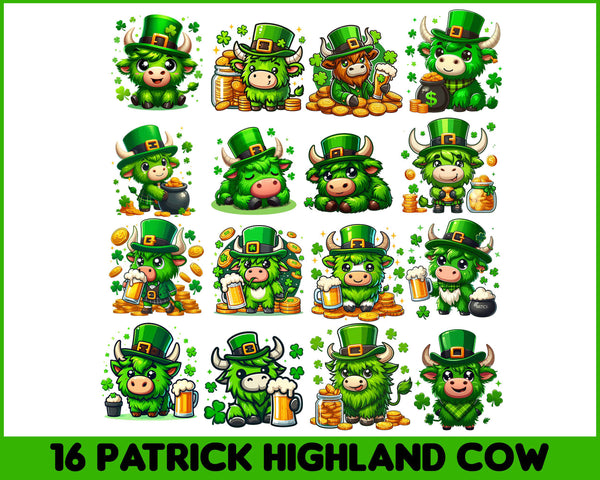 St Patrick's Day Highland Cow PNG, Retro St Patricks, St Patrick's Day Png, Clover, Shamrock Png, Png Sublimation Design, Digital Download