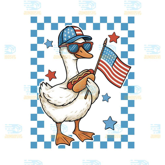 Patriotic-Boy-Goose-With-Hotdog-And-USA-Flag-Png