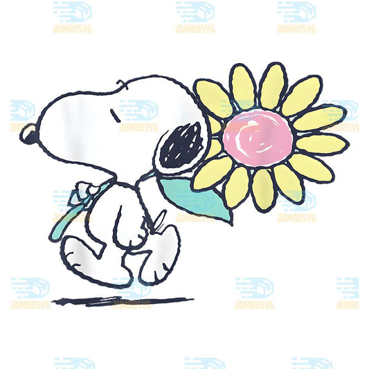 Peanuts-Snoopy-Pink-Daisy-Flower-Png