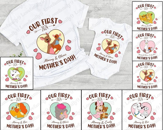 Personalized First Mothers Day Png Bundle, Mothers Day Png, Our First Mothers Day Matching Shirts, Mothers Day Design, Cartoon Characters