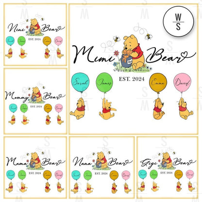 Personalized Mama Bear For Mom PNG Bundle, Gift For Mother’s Day Png, Mama Bear Winnie The Pooh Png, Digital download