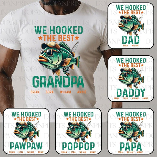 Personalized We Hooked The Best Grandpa Png, Fishing Dad Png, Father's Day Png, Funny Fishing Life, Custom Kids Fishing Shirt,Fisherman Gift