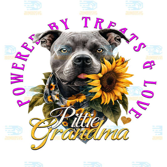 Powered-By-Treats-And-Love-Pittie-Grandma-Sunflower-Png