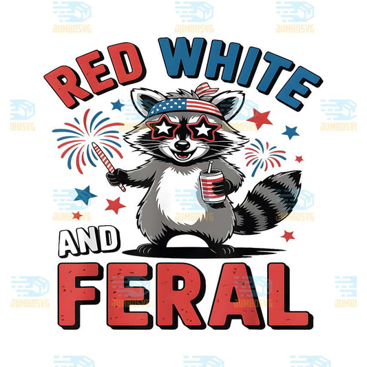 Raccoon-4th-Of-July-Red-White-Feral-Png