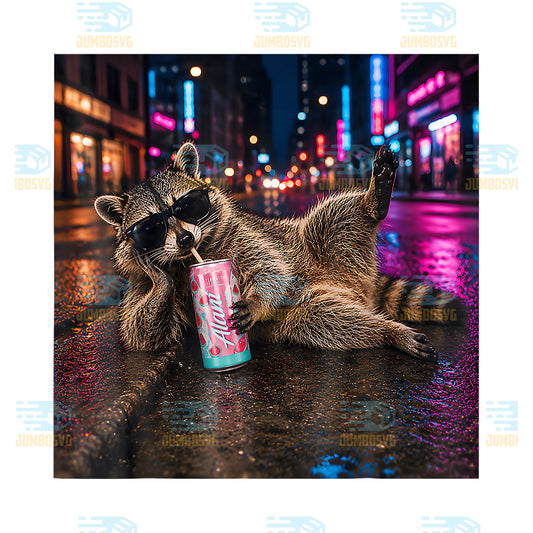 Raccoon-Cotton-Candy-Drink-Animal-Meme-Svg