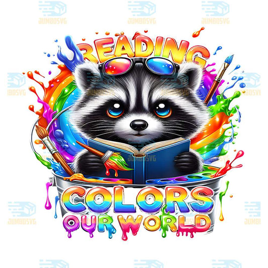 Raccoon-Reading-Book-Reading-Colors-Our-World-2025-Png