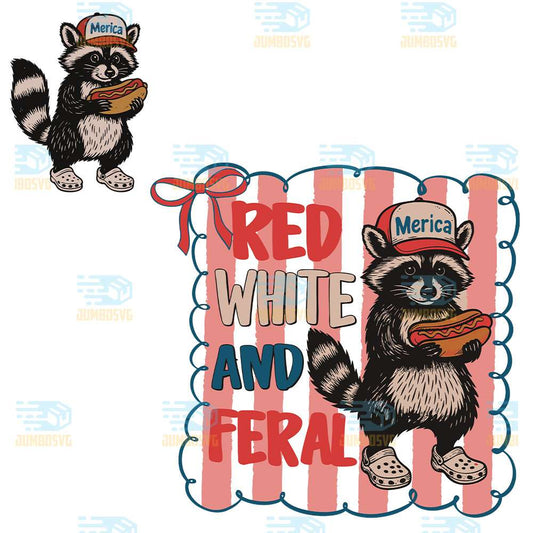 Raccoon-Red-White-And-Feral-Svg