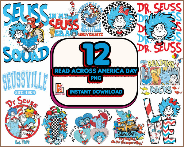 Dr.Suess Bundle PNG, Dr. suess Retro, School Sublimation, Dr.Suess book, Dr. Suess PNG, Sublimation, Cat in the Hat