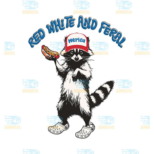 Red-White-And-Feral-Raccoon-Svg