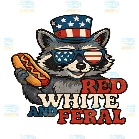 Red-White-And-Feral-Racoon-4th-Of-July-Png