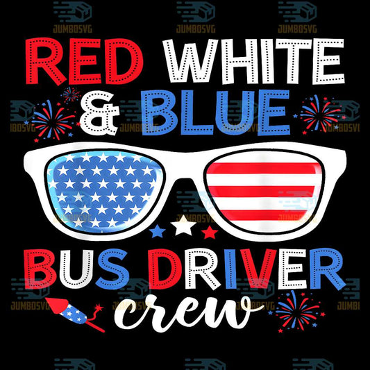 Red-White-Blue-Bus-Driver-Crew-4th-Of-July-Sunglasses-Png