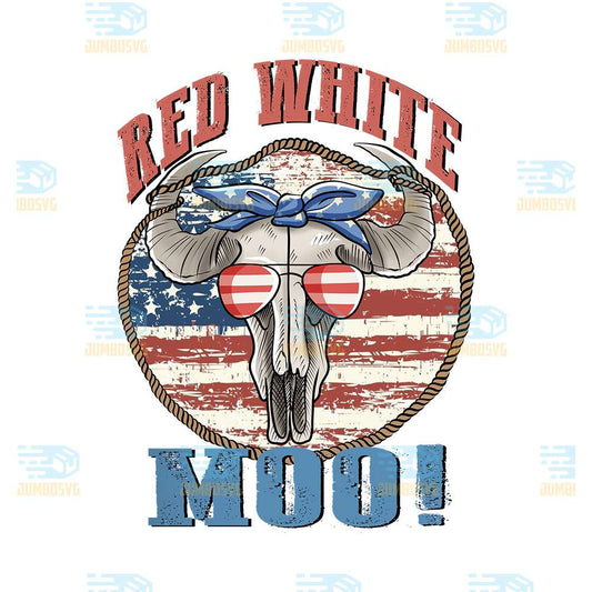 Red-White-Moo-4th-Of-July-Png
