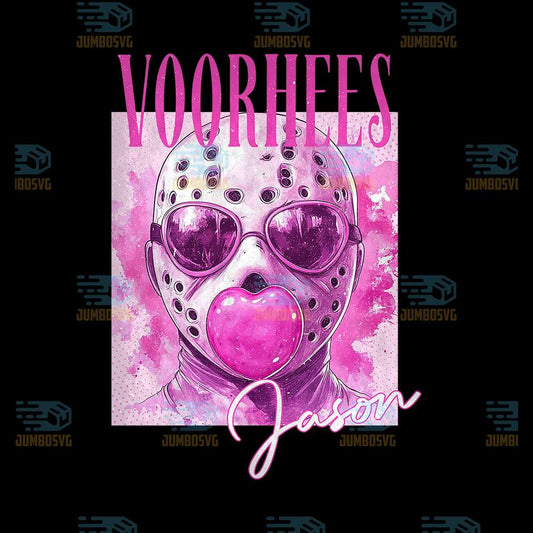 Retro-Halloween-Horror-Jason-Voorhess-Characters-Blowing-Bubble-Png