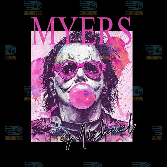 Retro-Halloween-Horror-Mychael-Myers-Characters-Blowing-Bubble-Png