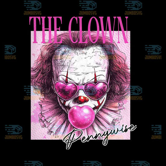 Retro-Halloween-Horror-Pennywise-Characters-Blowing-Bubble-Png