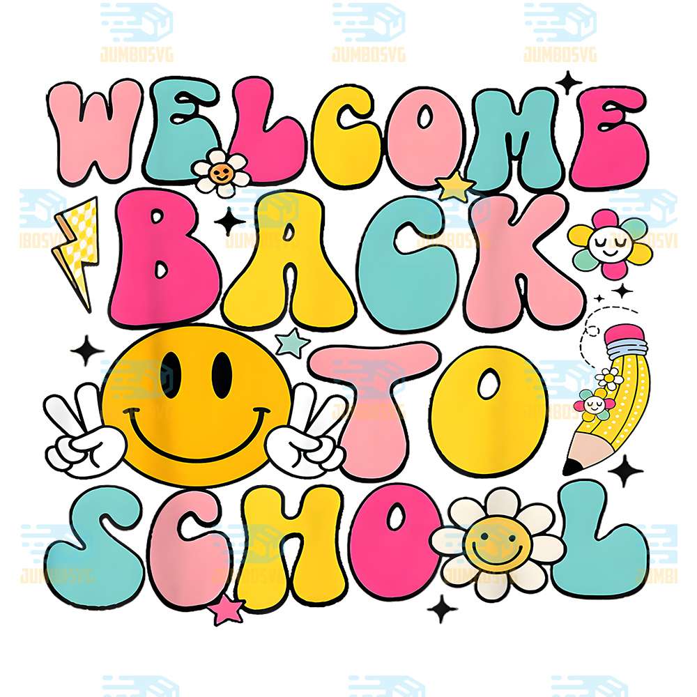 Retro-Welcome-Back-To-School-Teacher-And-Students-Png