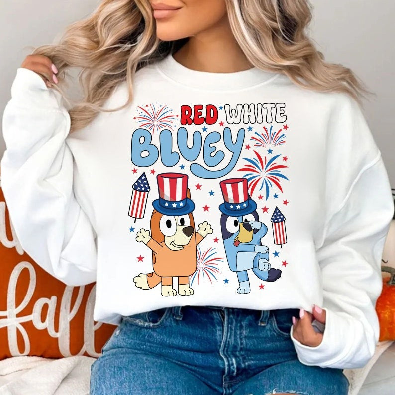 Retro Bluey 4th of July Bundle PNG, Bluey Bundle Png, Fourth Of July Png, America png, America Shirt, Independence Day, Sublimation Designs