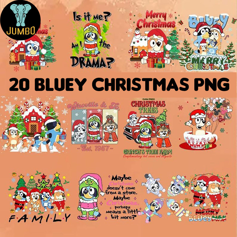 Retro Bluey Dog Christmas Bundle Png - Jumbosvg