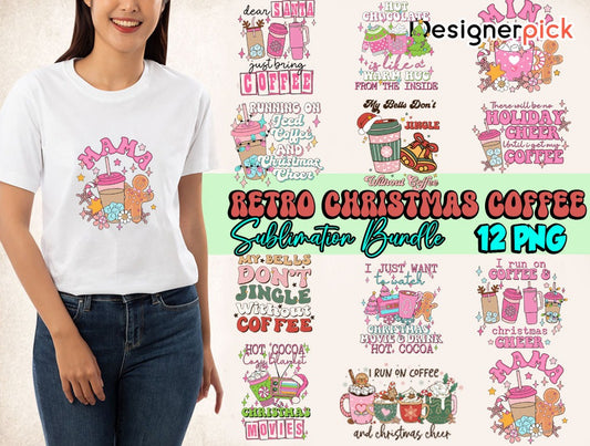 Retro Christmas Coffee Sublimation Bundle, Coffee Christmas Png, Christmas Png Bundle, Christmas T-Shirt Design, Retro Christmas Png Bundle - Jumbosvg