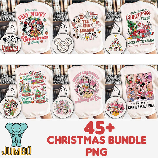 RetroChristmasMouseFrontAndBackDesignBundlePng