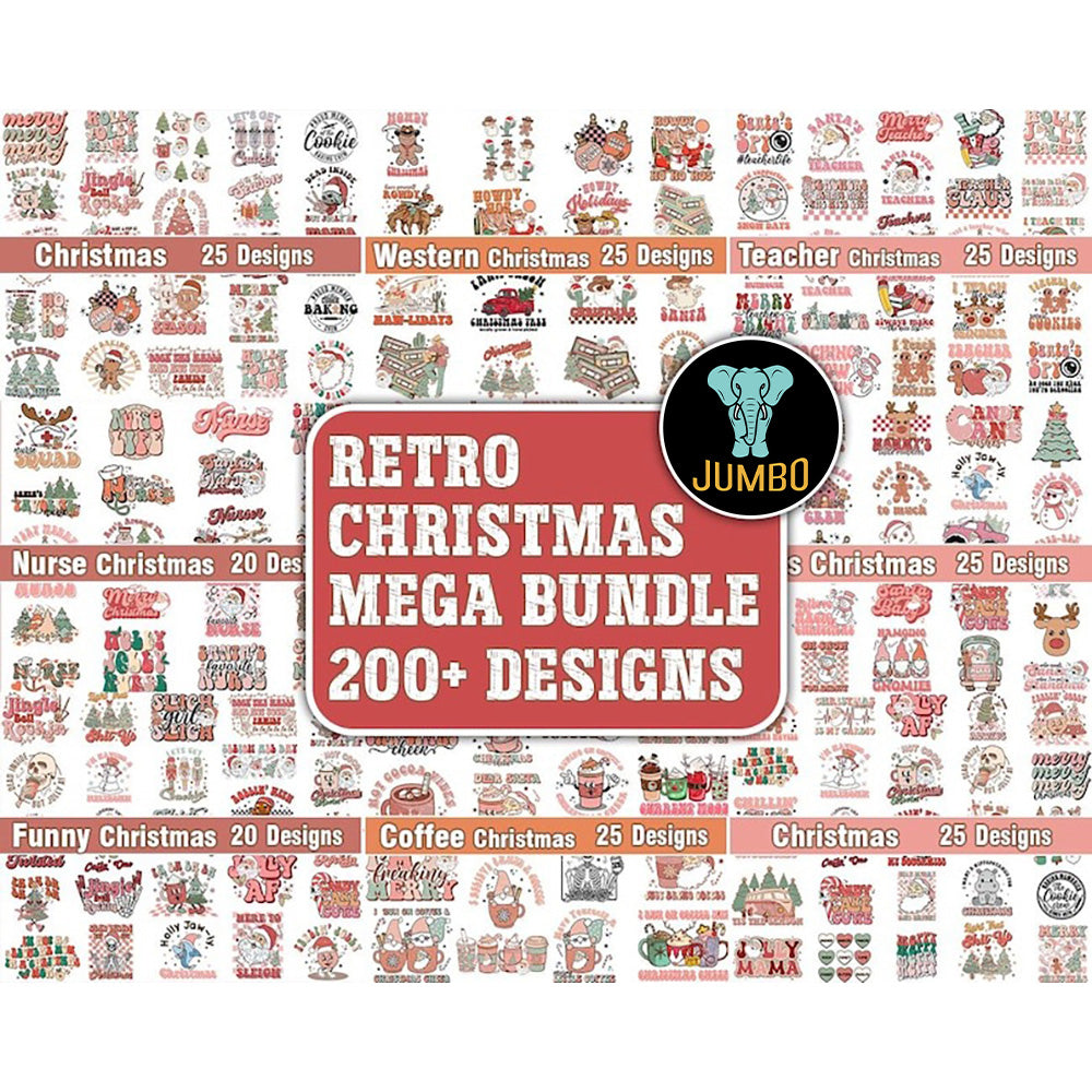 Retro Christmas SVG PNG Bundle - Jumbosvg