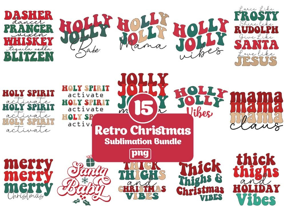 Retro Christmas Sublimation Bundle, Cute Christmas Png, Marry Christmas Png, Christmas T-Shirt Design, Joy Christmas Png 2 - Jumbosvg