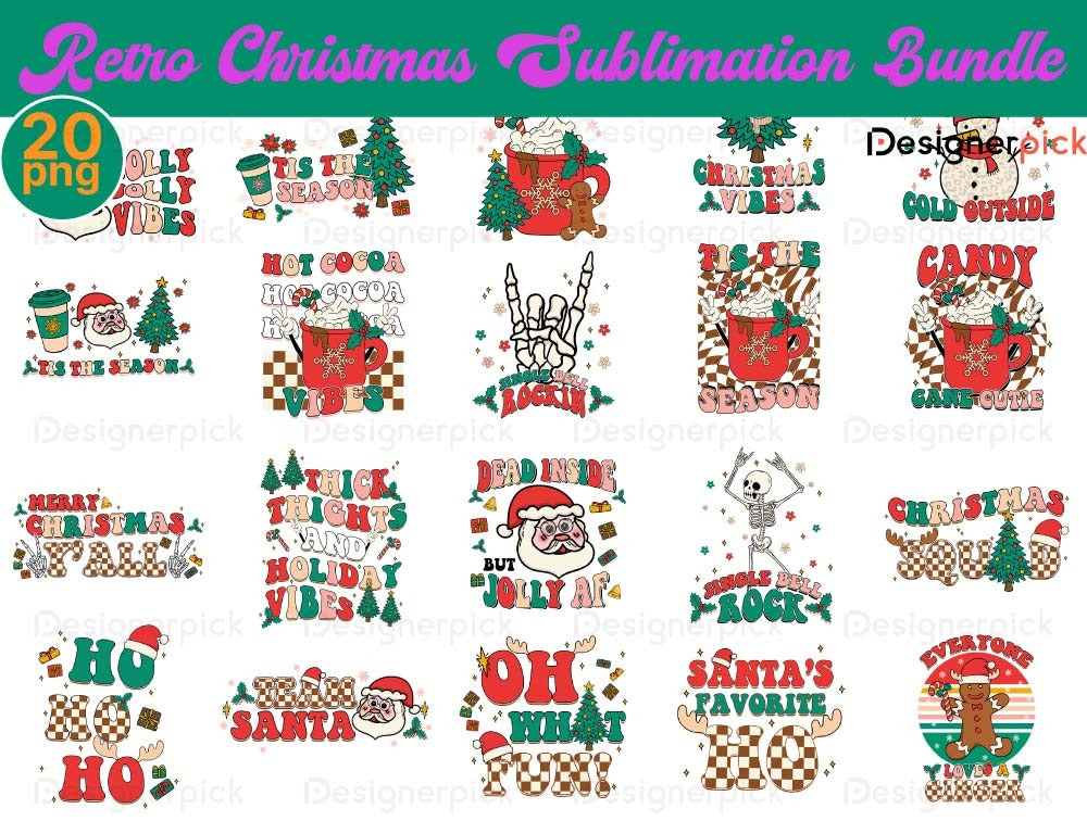 Retro Christmas Sublimation Bundle, Cute Christmas Png, Marry Christmas Png, Christmas T-Shirt Design, Joy Christmas Png 4