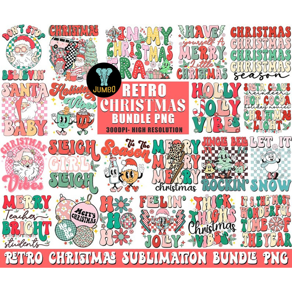 RetroChristmasSublimationPNGBundle1