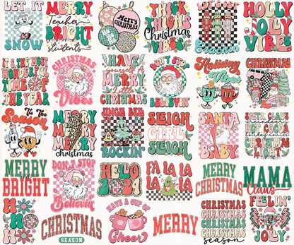 Retro Christmas png Bundle, pink Christmas png, groovy christmas svg, christmas shirt design, christmas, pink santa png, sublimation download - Jumbosvg