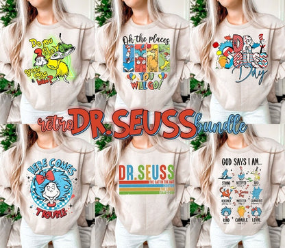 Retro Dr. Suess Png Bundle, Dr. Suess Day, Sublimation Print, Read across America, Dr. Suess Day Png, Teacher png, Sublimation