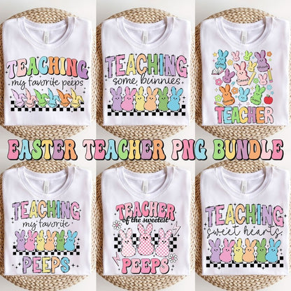 Retro Easter Teacher PNG Bundle, Teacher Png, Easter Png, Easter Bunny Png, Retro Easter Png, Easter Sublimation Design, Png Bundle