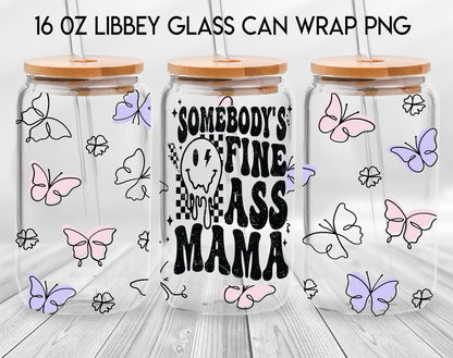 Retro Mom Bundle 16oz Libbey Glass Can Wrap, Mama Vibes Frosted Glass, Mother's Day Beer Can Glass, Mama Mommy mom Bruh, Anti Social Moms