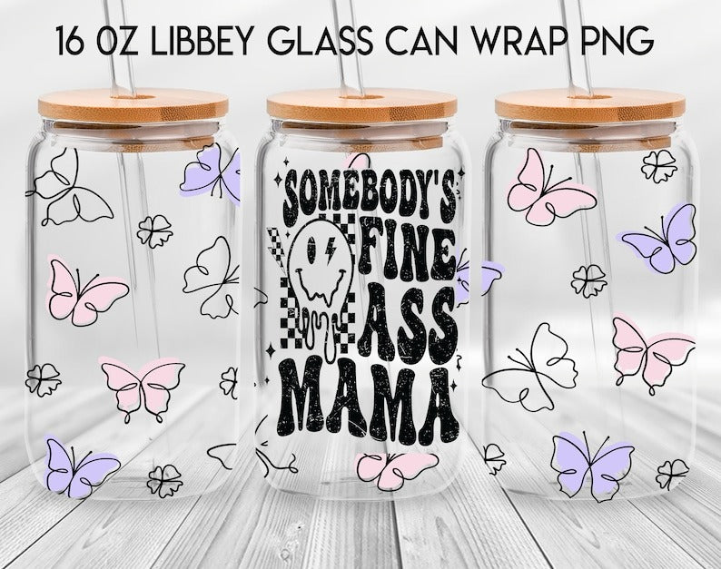 Retro Mom Bundle 16oz Libbey Glass Can Wrap, Mama Vibes Frosted Glass, Mother's Day Beer Can Glass, Mama Mommy mom Bruh, Anti Social Moms