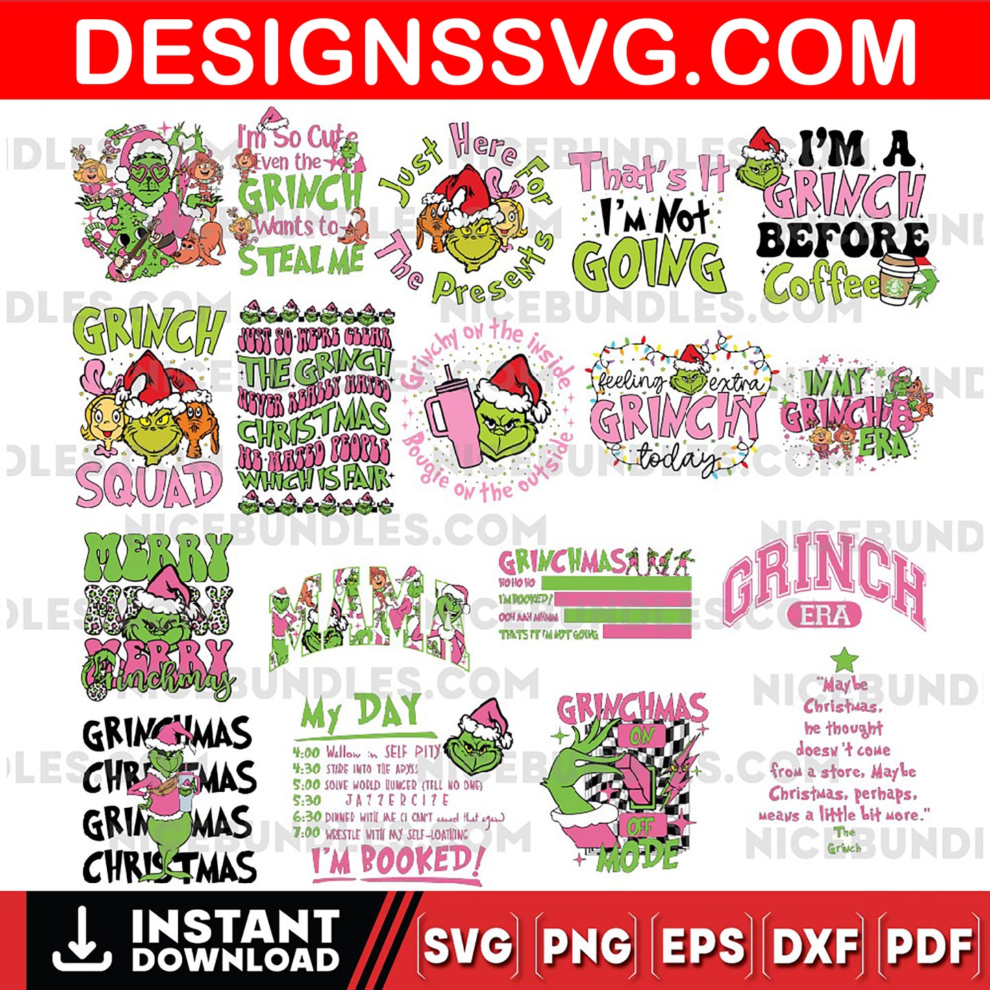 Retro Pink Christmas SVG PNG Bundle, pink Christmas png, Christmas Svg, christmas shirt design, Grinch bundle svg png , pink Grinch svg png 2