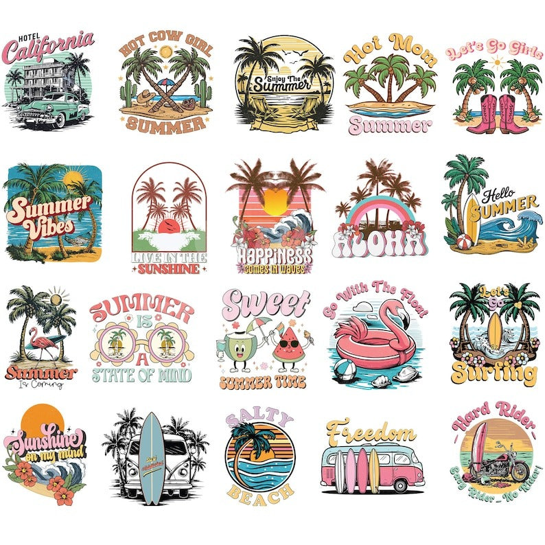 Retro Summer Bundle png, Summer vibes Svg, Summer Beach Vibes Png, Surf Vibes Png, Trendy Summer Shirts png, summertime Svg, Sublimation