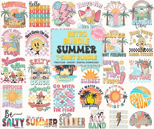 Retro Summer png Bundle, Summer Sublimation Design, Summer vibes png, Retro Surf Vibes PNG, Hot mom summer, Summer Tshirt design, Png Bundle