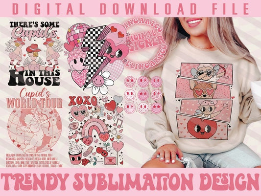 Retro Valentines PNG Bundle, Valentines Sublimation Design, Trendy Valentines Day Png, Love Png, Heart Png, Valentine Png, Digital Download.1