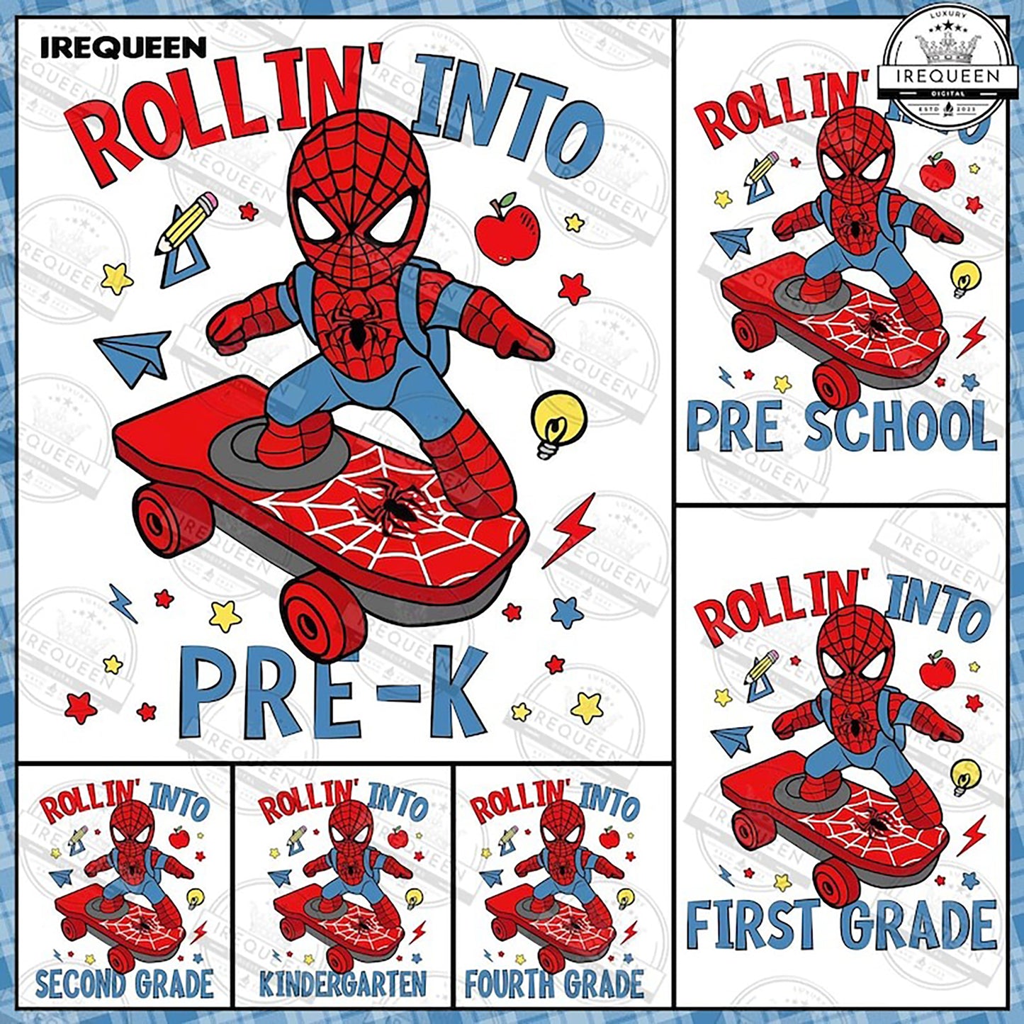 Rollin' Into School Png Bundle, Cartoon Kid Shirt Png, Back To School Png, First Day Of School Png, Superhero Movie School Png, Digital File