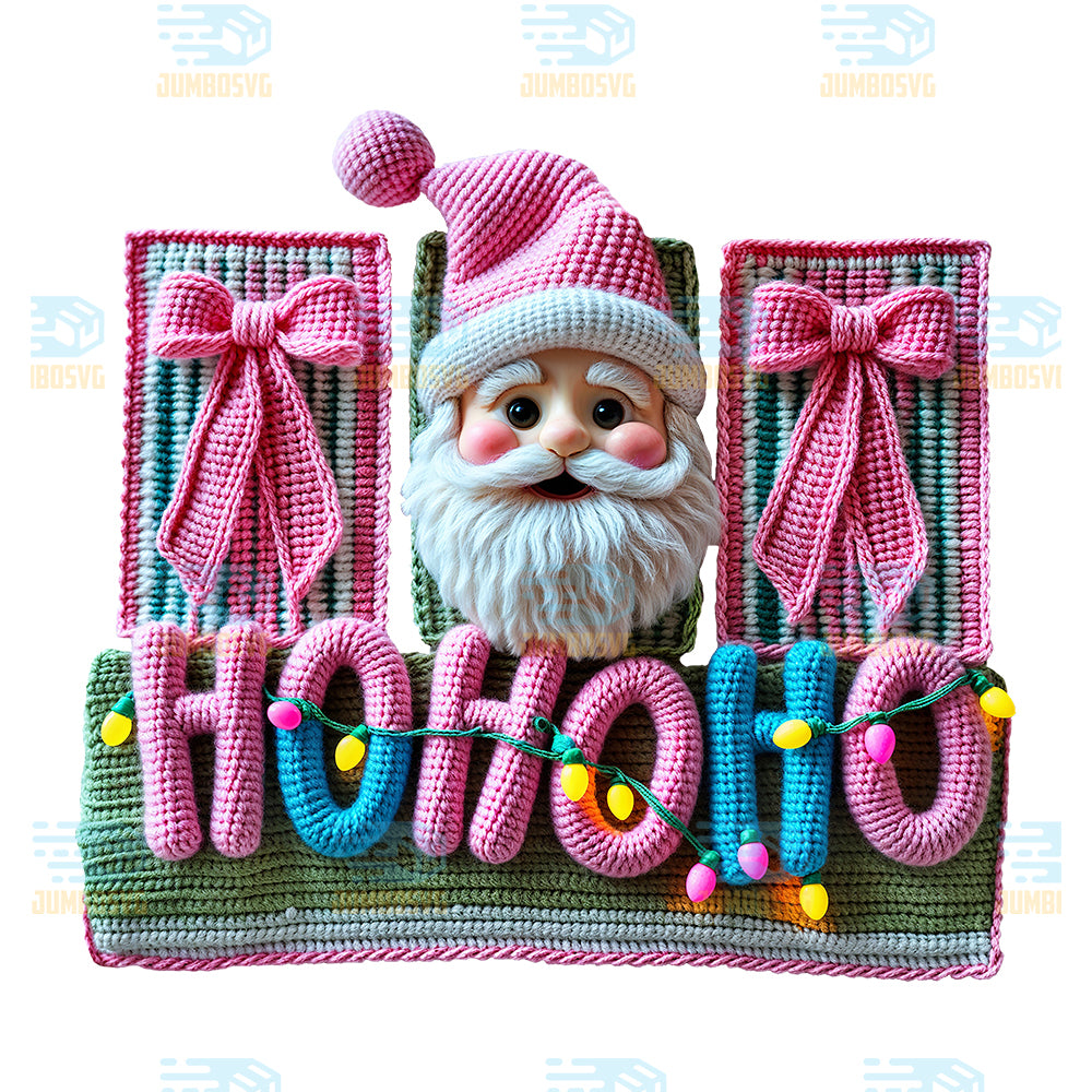 Santa-Coquette-Ho-Ho-Ho-Yarn-Crochet-Christmas-Png