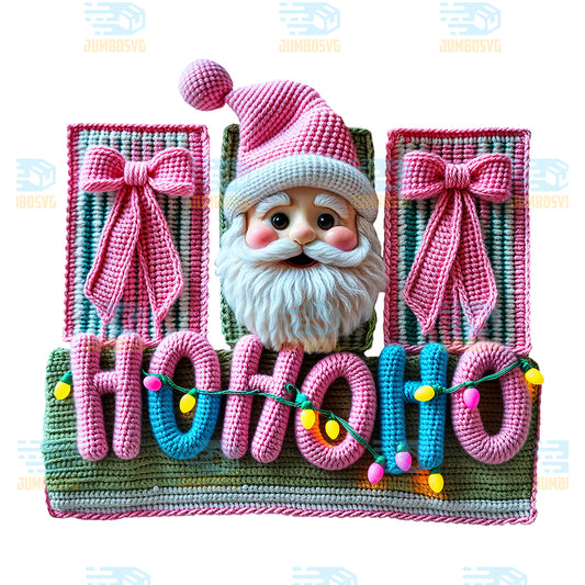 Santa-Coquette-Ho-Ho-Ho-Yarn-Crochet-Christmas-Png