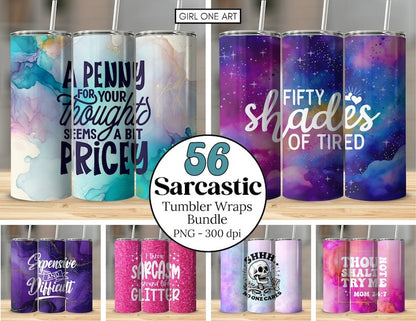 Sarcastic Tumbler Wrap Bundle 20oz Skinny Straight Funny Sayings Sublimation Sassy Quotes Design Digital Download Sarcasm PNG Mom Life