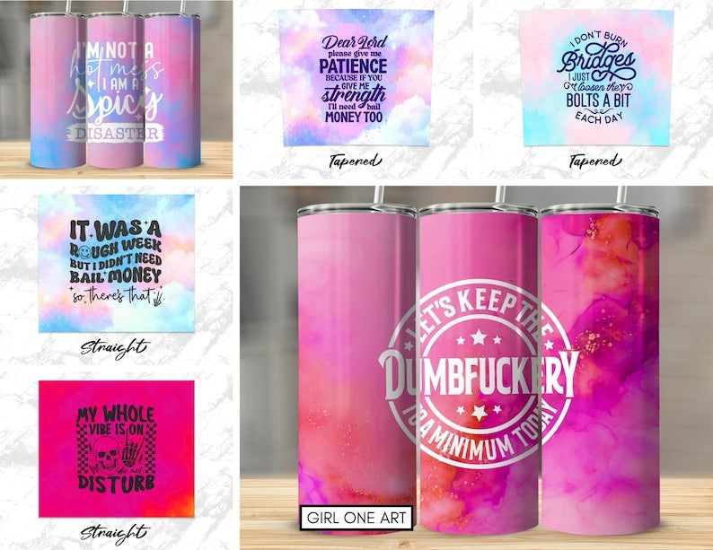 Sarcastic Tumbler Wrap Bundle 20oz Skinny Straight Funny Sayings Sublimation Sassy Quotes Design Digital Download Sarcasm PNG Mom Life