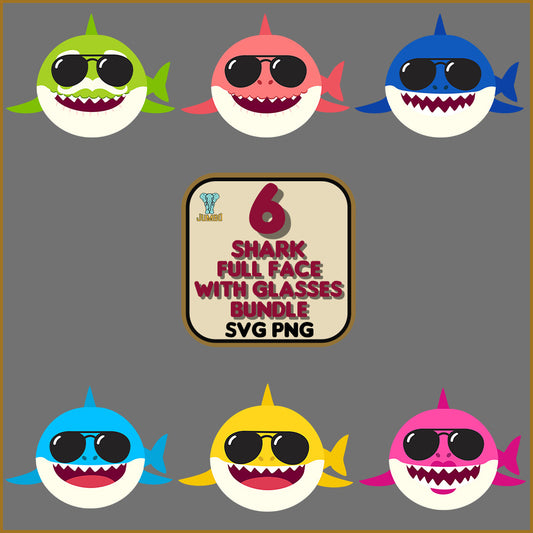 SharksFullFaceWithGlassesSvgBundle