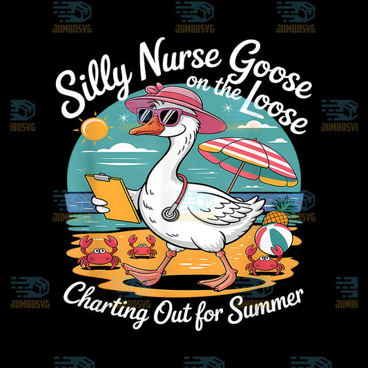 Silly-Nurse-Goose-On-The-Loose-Charting-Out-Of-Summer-Png
