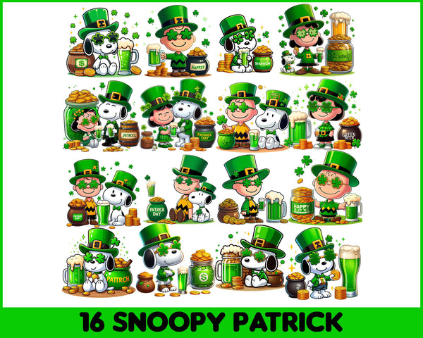Happy St Patrick's Day Png, Snoopy Cartoon St Patrick's Day, Saint Patrick's Day, Four Leaf Clover Png, Shamrock Png, Lucky Vibes, Paddy's Day Png