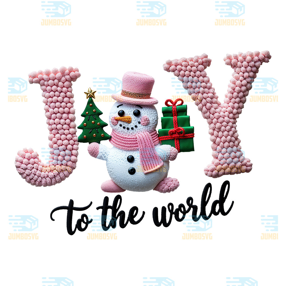 Snowman-Joy-To-The-World-Yarn-Crochet-Christmas-Png