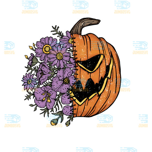 Sorta-Sweet-Sorta-Spooky-Floral-Halloween-Pumpkin-Png