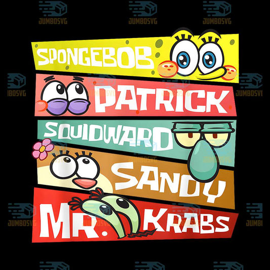 SpongeBob-Patrick-Squidward-Sandy-Mr-Krabs-SpongeBob-Fans-Png