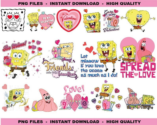 SpongeBob Valentine png,Happy Valentine' s Day SpongeBob Png, Sublimation Design, Valentines Day Png, SpongeBob png ,Instant Download