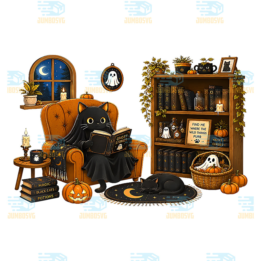 Spooky-Ghost-Cat-Reading-Book-Fall-Library-Reader-Halloween-Svg